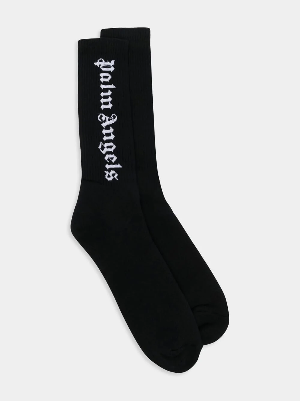 Intarsia-Knit Black Logo Socks