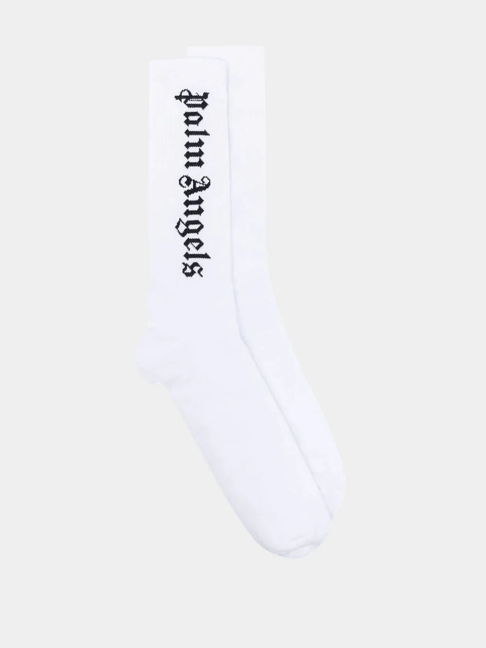 Intarsia-Knit White Logo Socks