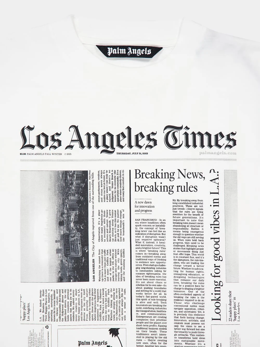White PA x LA Times Oversized News T-Shirt - Image 3