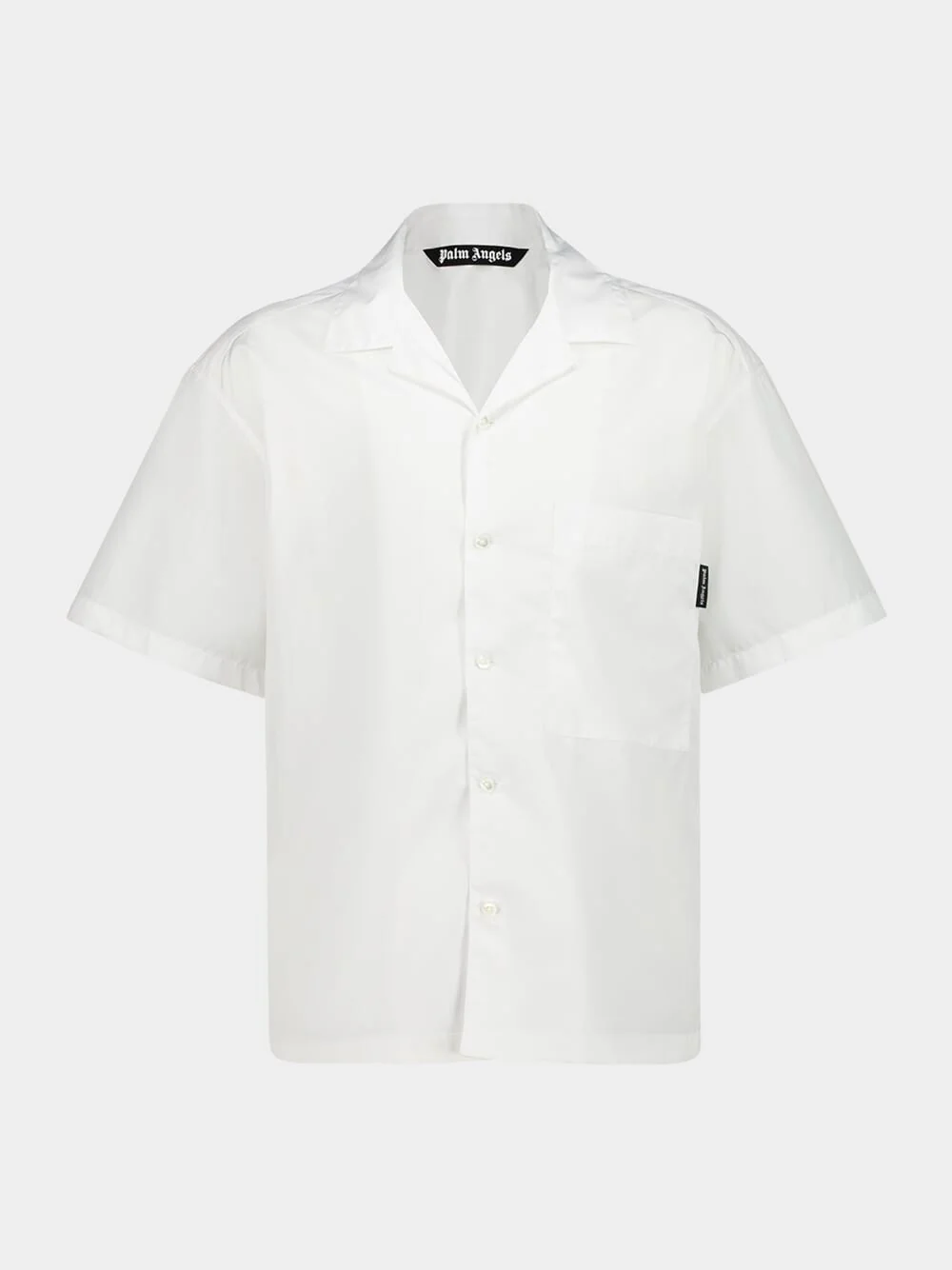 White Short-Sleeve Shirt with Curved Logo