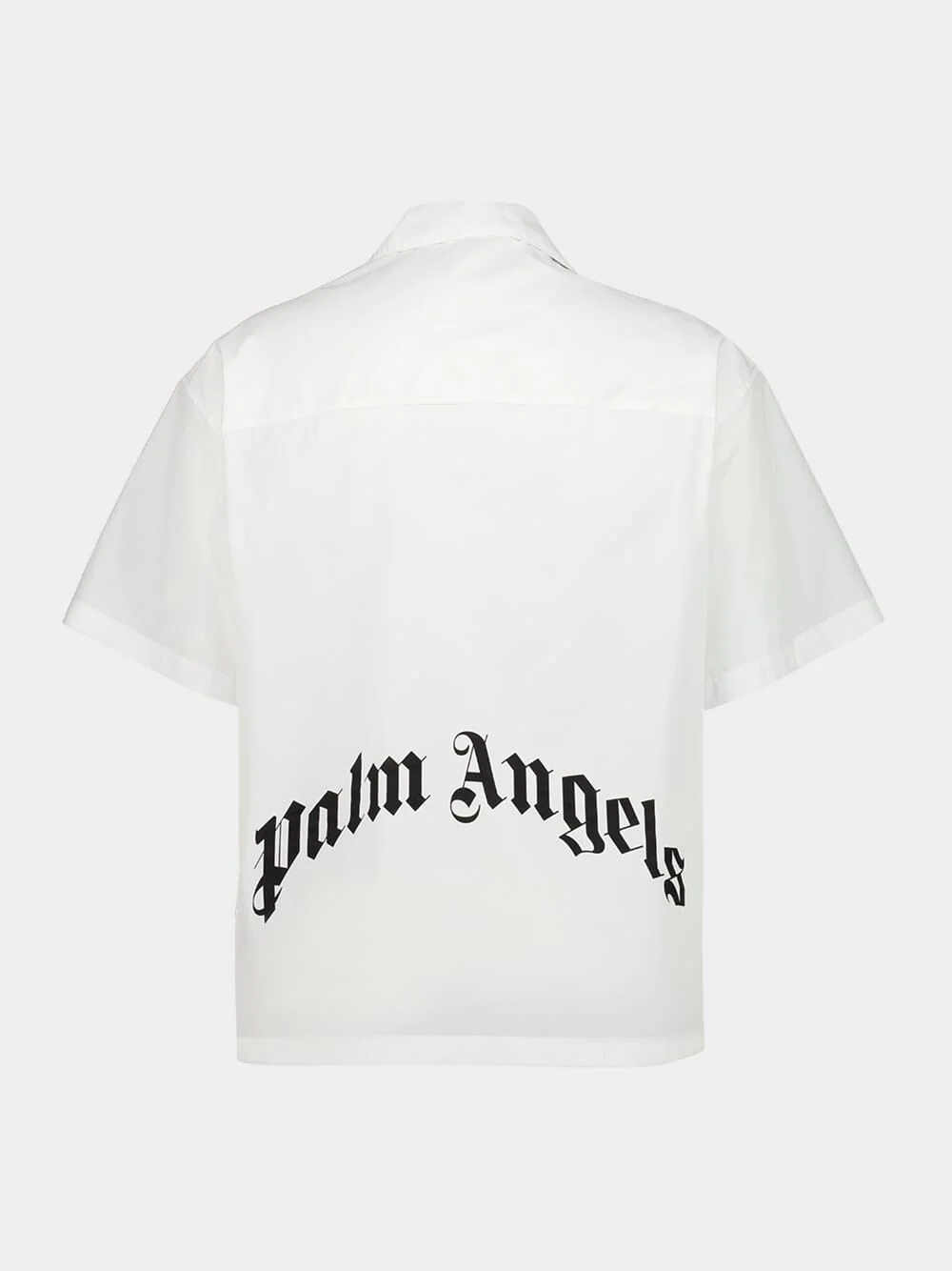 White Short-Sleeve Shirt with Curved Logo - Image 2