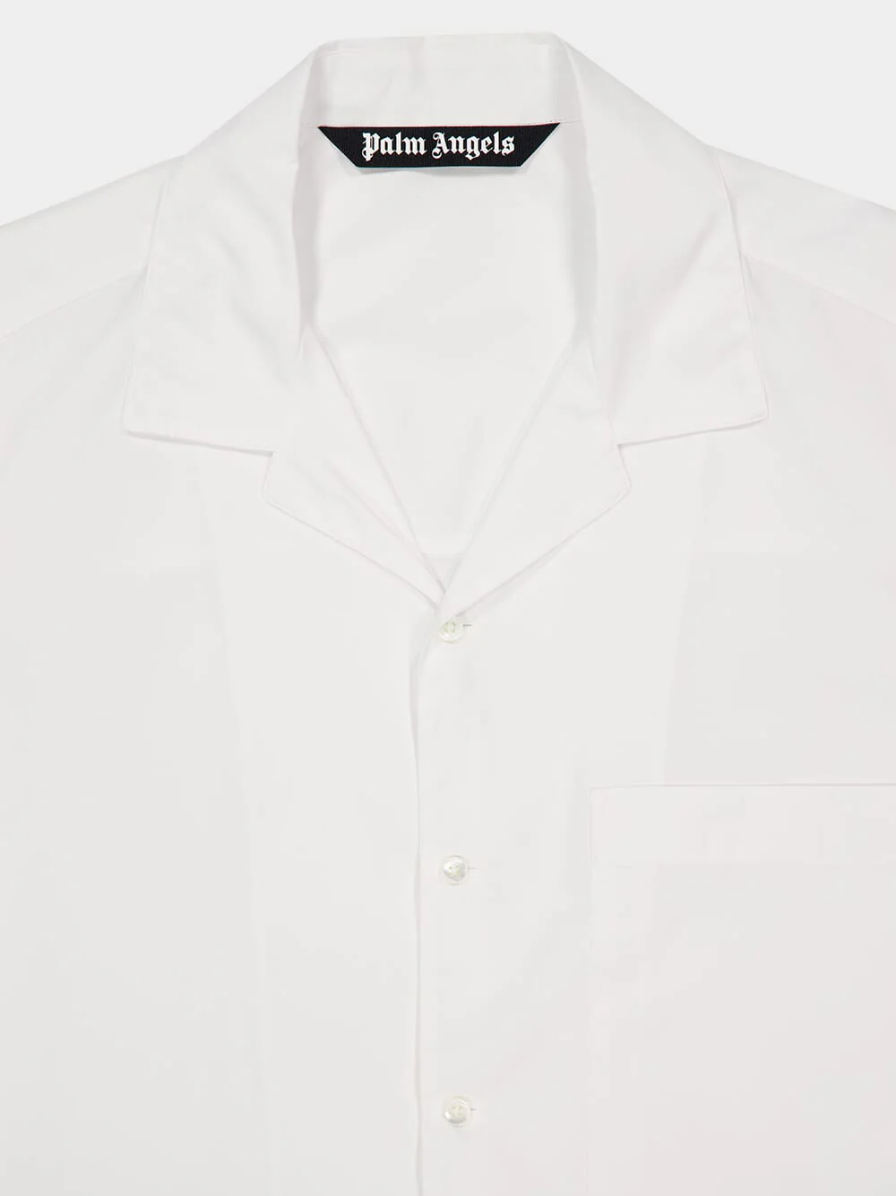 White Short-Sleeve Shirt with Curved Logo - Image 3