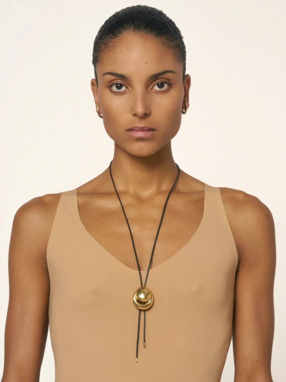 Gold Blow Up Cord Bolo Tie Necklace - Image 4