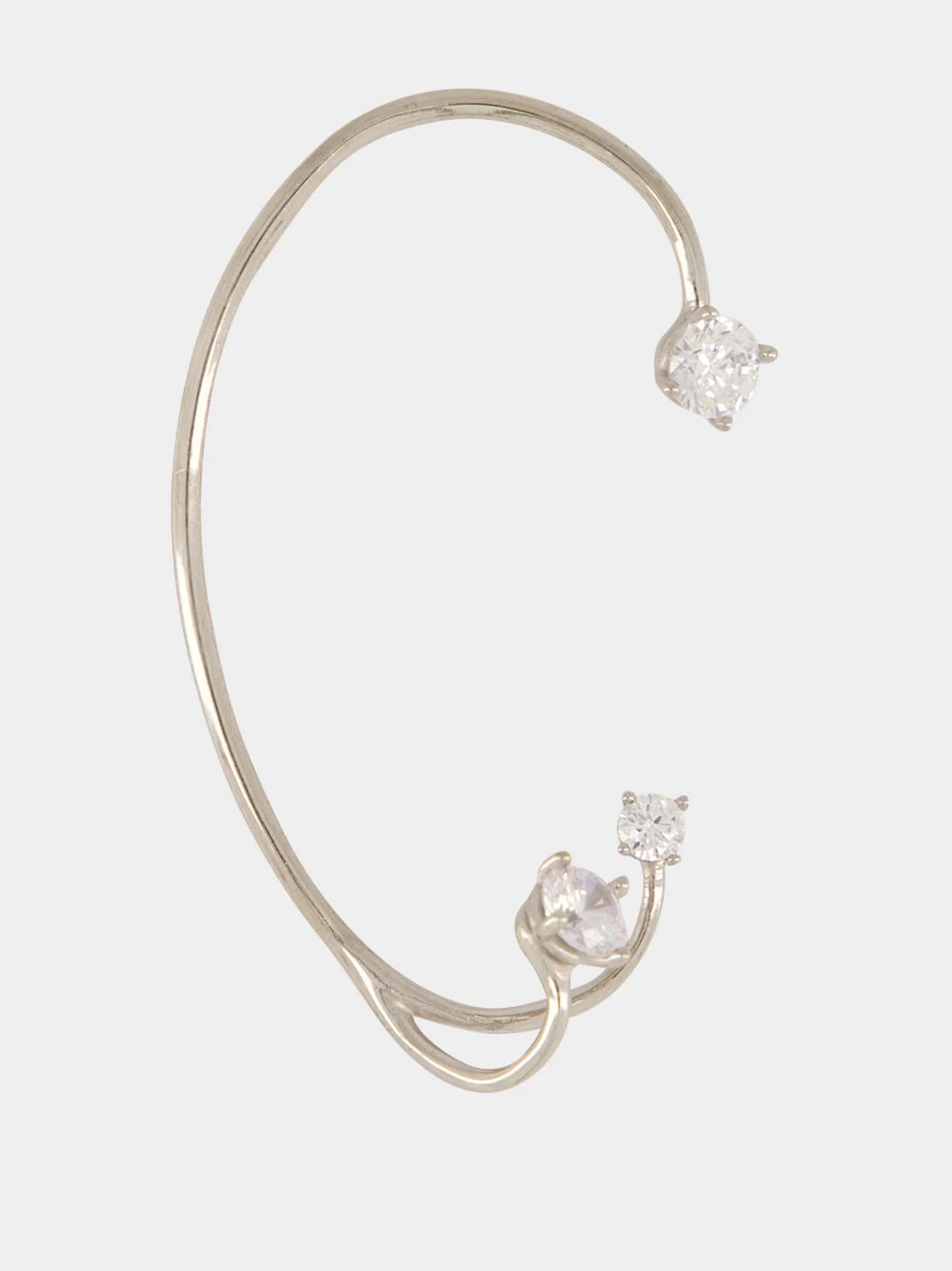 Silver Three Point Crystal Ear Cuff