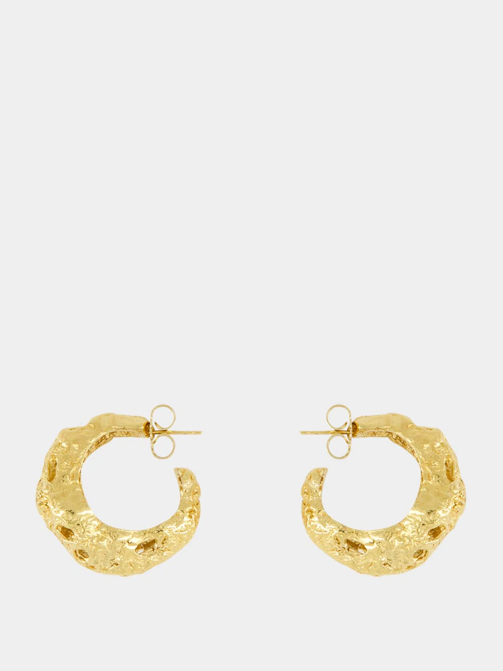 Galia 18k Gold-Plated Textured Hoop Earrings - Image 3
