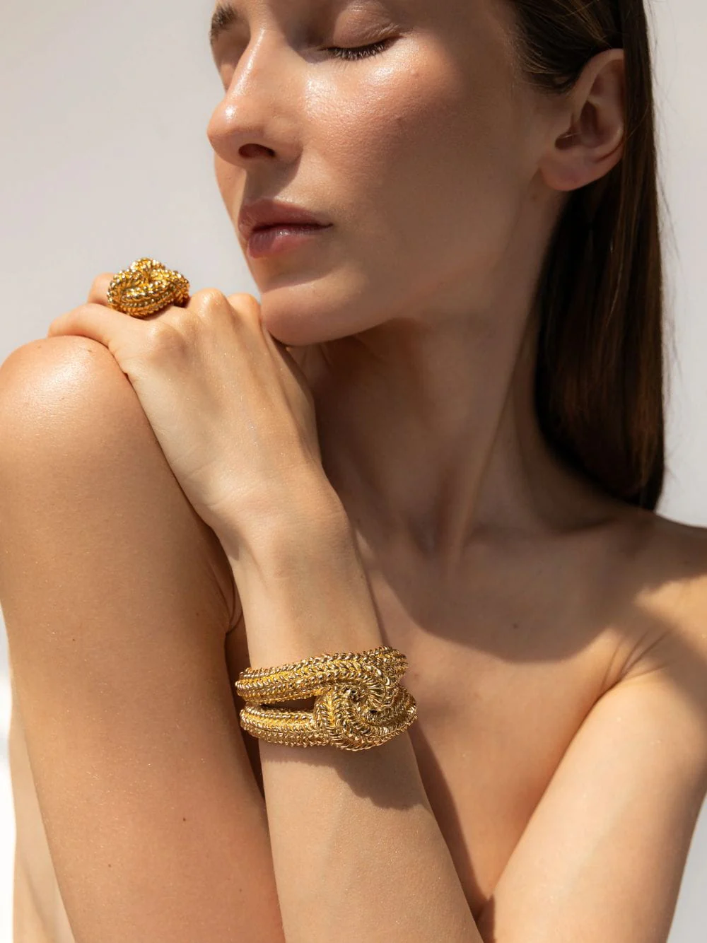 Maja 18K Gold Textured Bracelet - Image 2