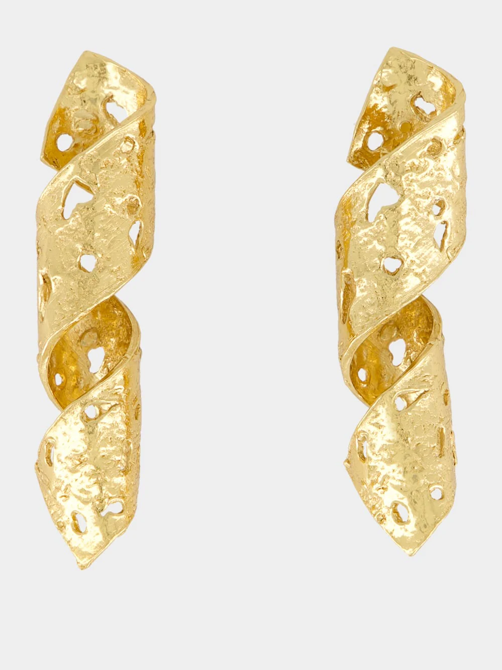 Ribbon 18K Gold Textured Earrings