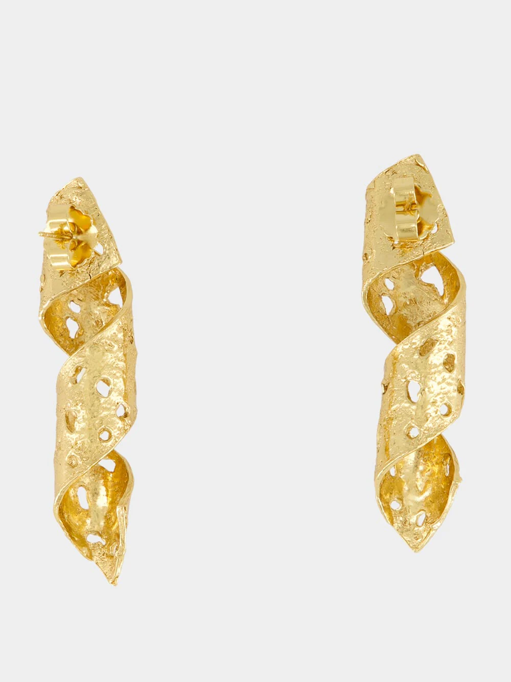 Ribbon 18K Gold Textured Earrings - Image 2