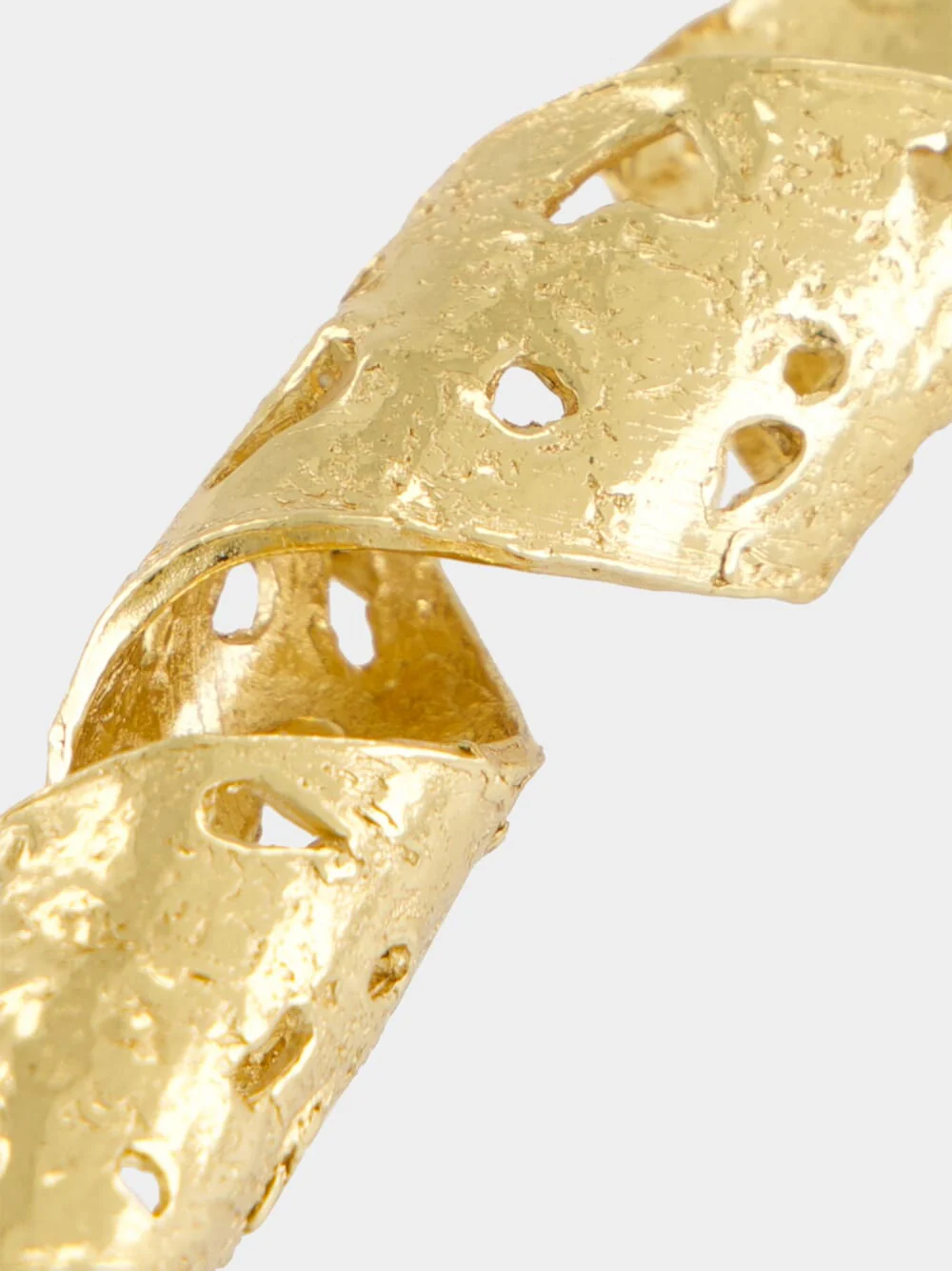 Ribbon 18K Gold Textured Earrings - Image 3