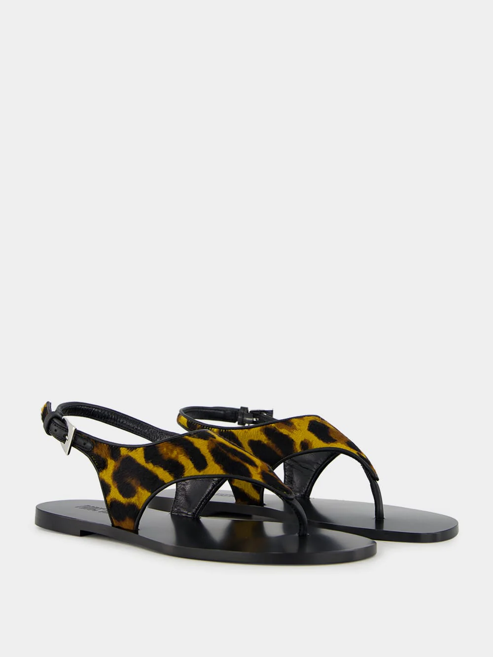 Amalfi Flat Sandals in Mustard Leopard Print - Image 3