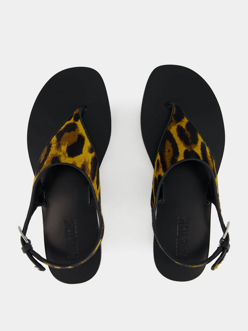 Amalfi Flat Sandals in Mustard Leopard Print - Image 4