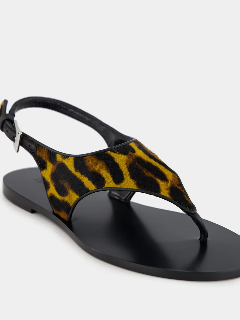 Amalfi Flat Sandals in Mustard Leopard Print - Image 6
