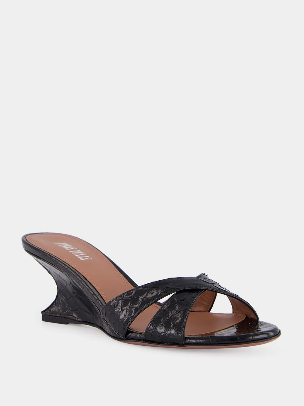Black Leather Nina 50 Wedge Mules - Image 2