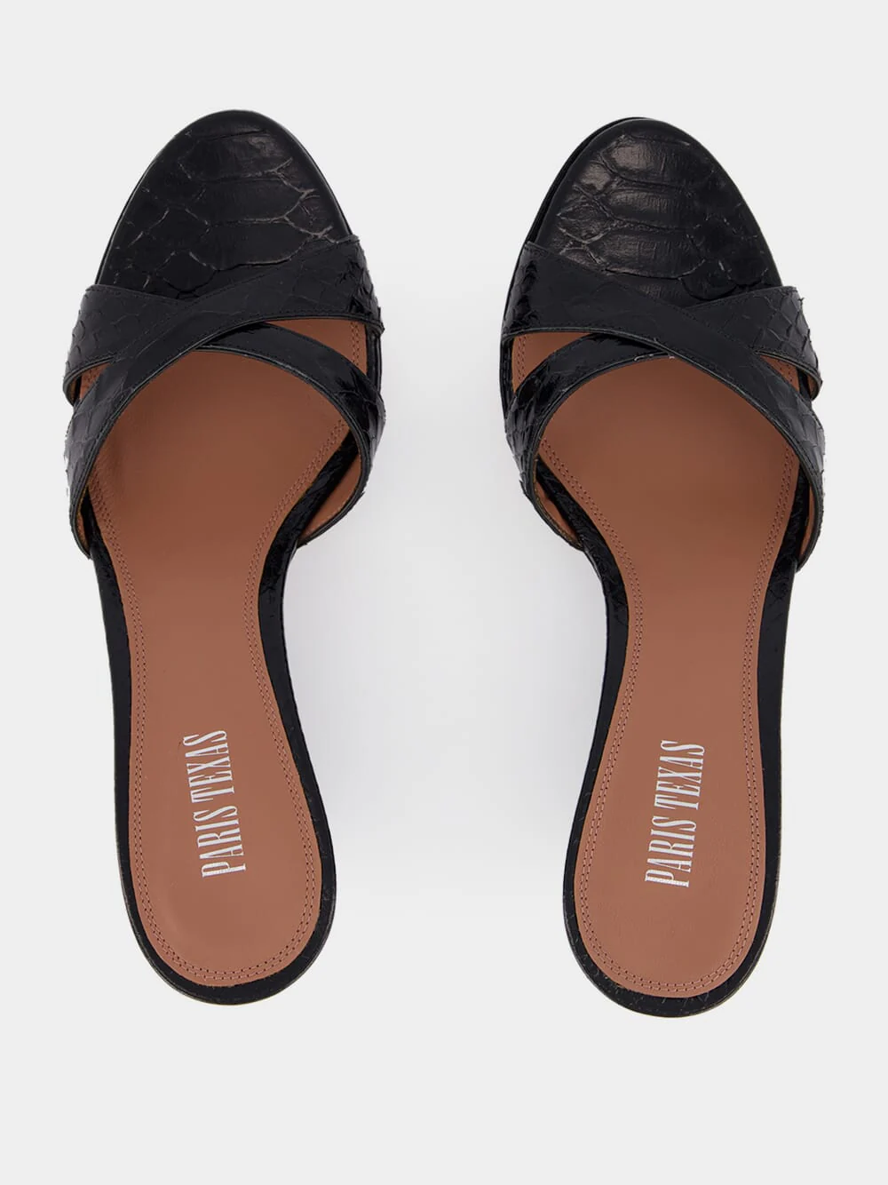 Black Leather Nina 50 Wedge Mules - Image 4