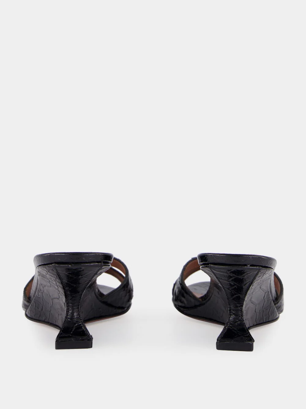 Black Leather Nina 50 Wedge Mules - Image 5