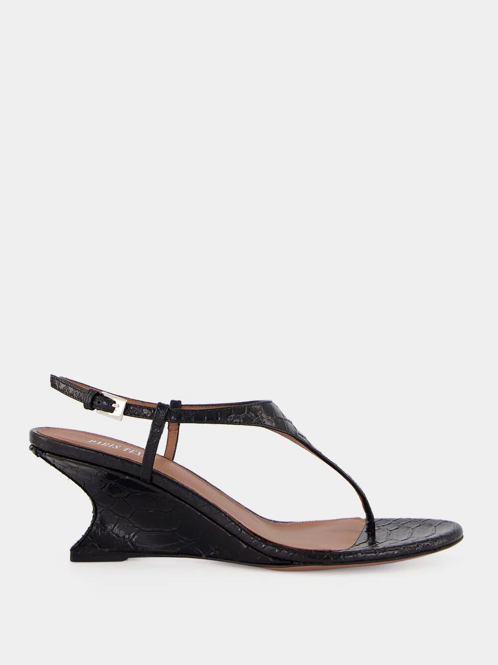 Black Leather Nina Thong 50 Sandals