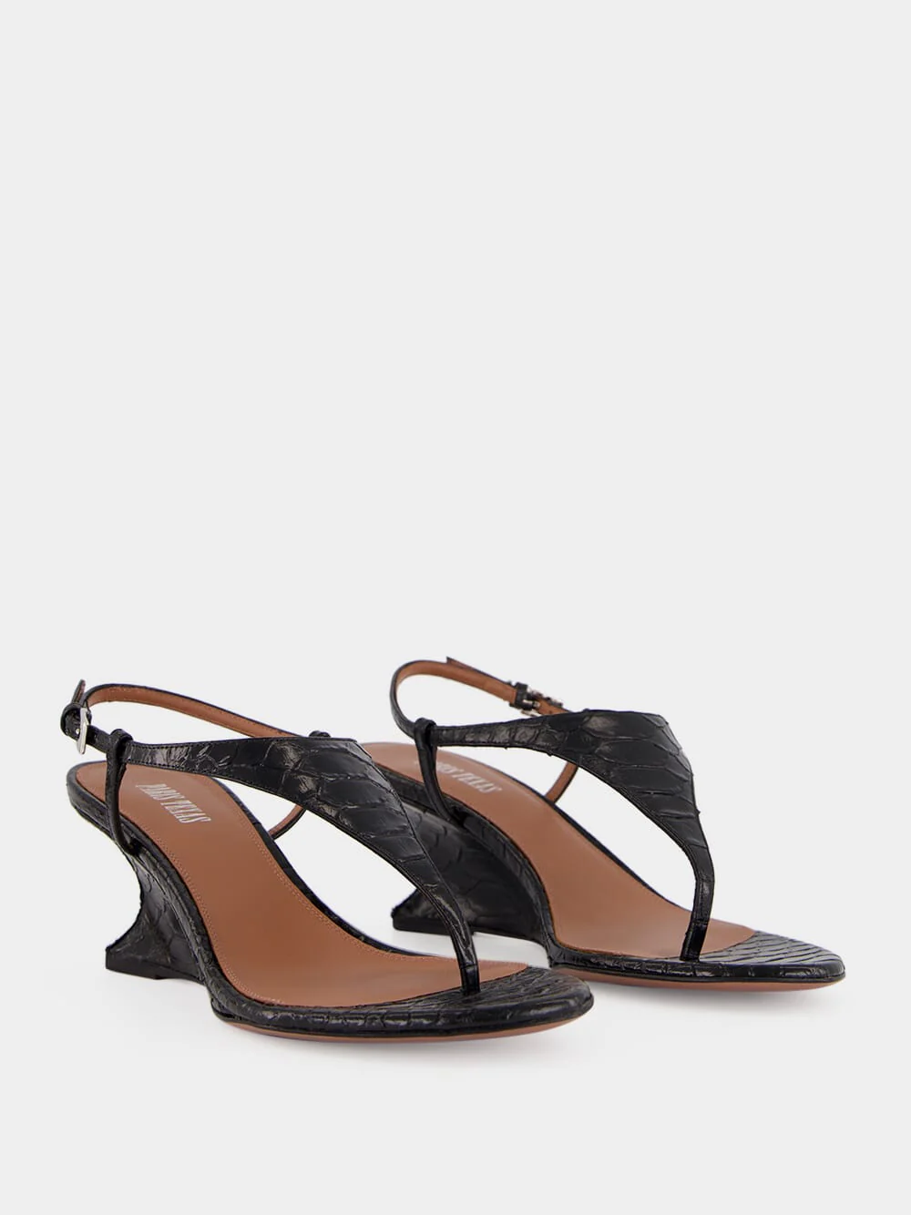 Black Leather Nina Thong 50 Sandals - Image 3