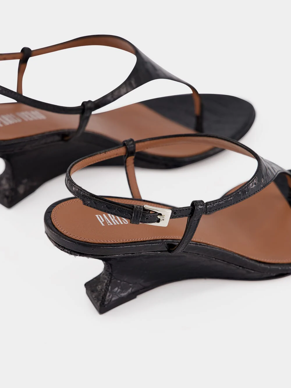 Black Leather Nina Thong 50 Sandals - Image 6