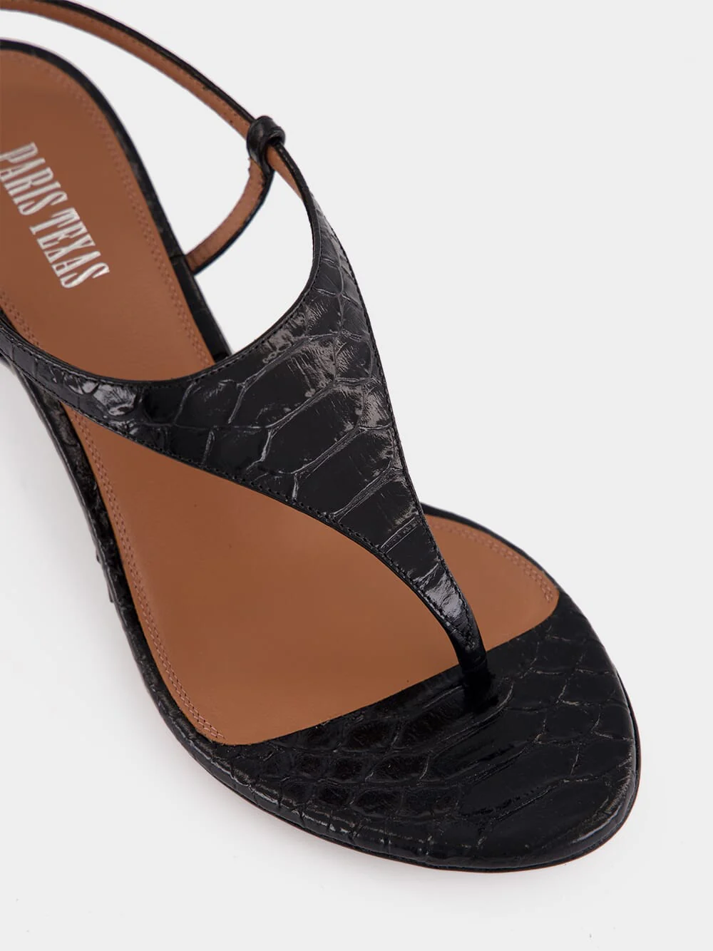 Black Leather Nina Thong 50 Sandals - Image 7