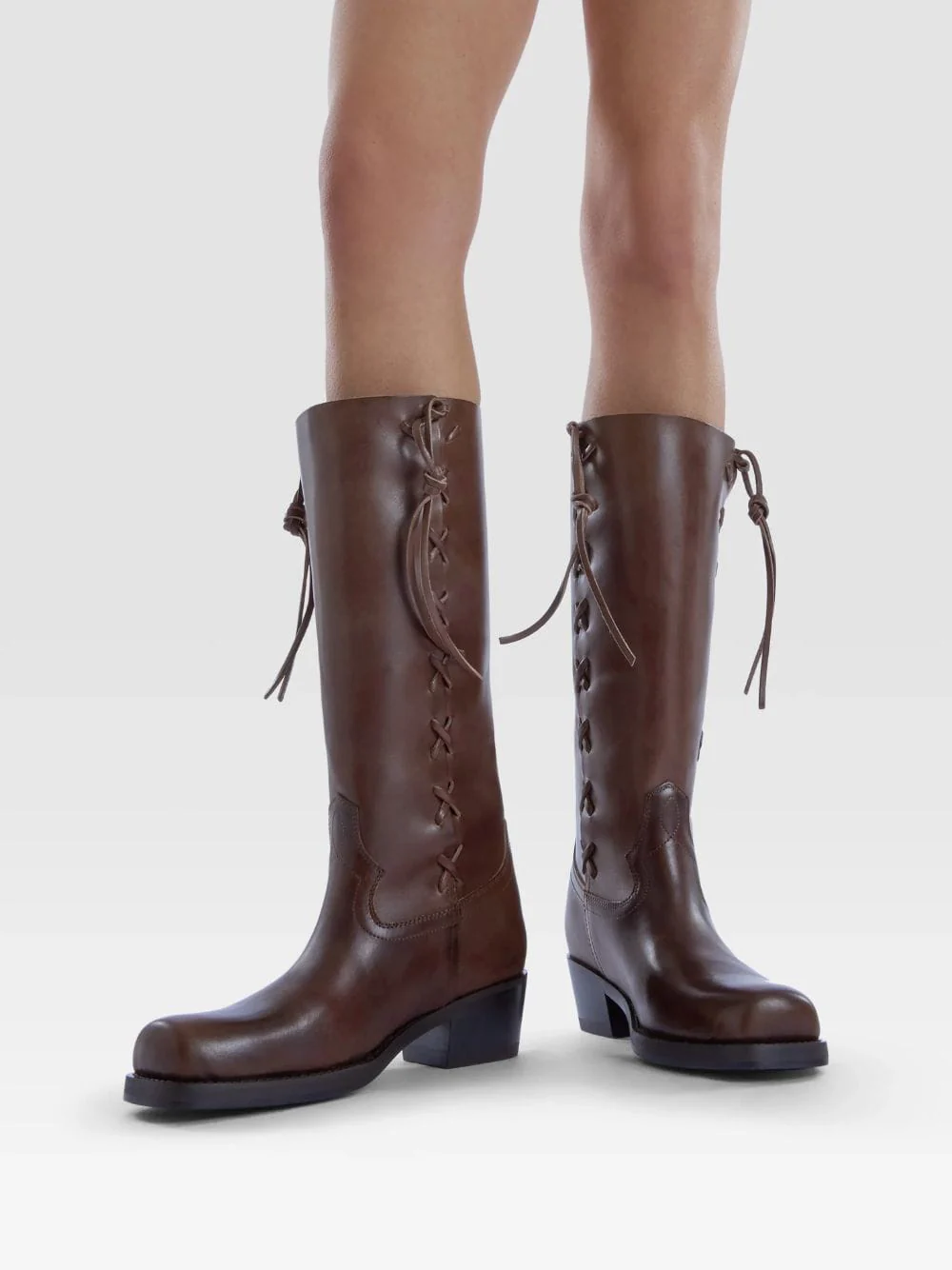 Chocolate Roxanne Leather Boots - Image 2