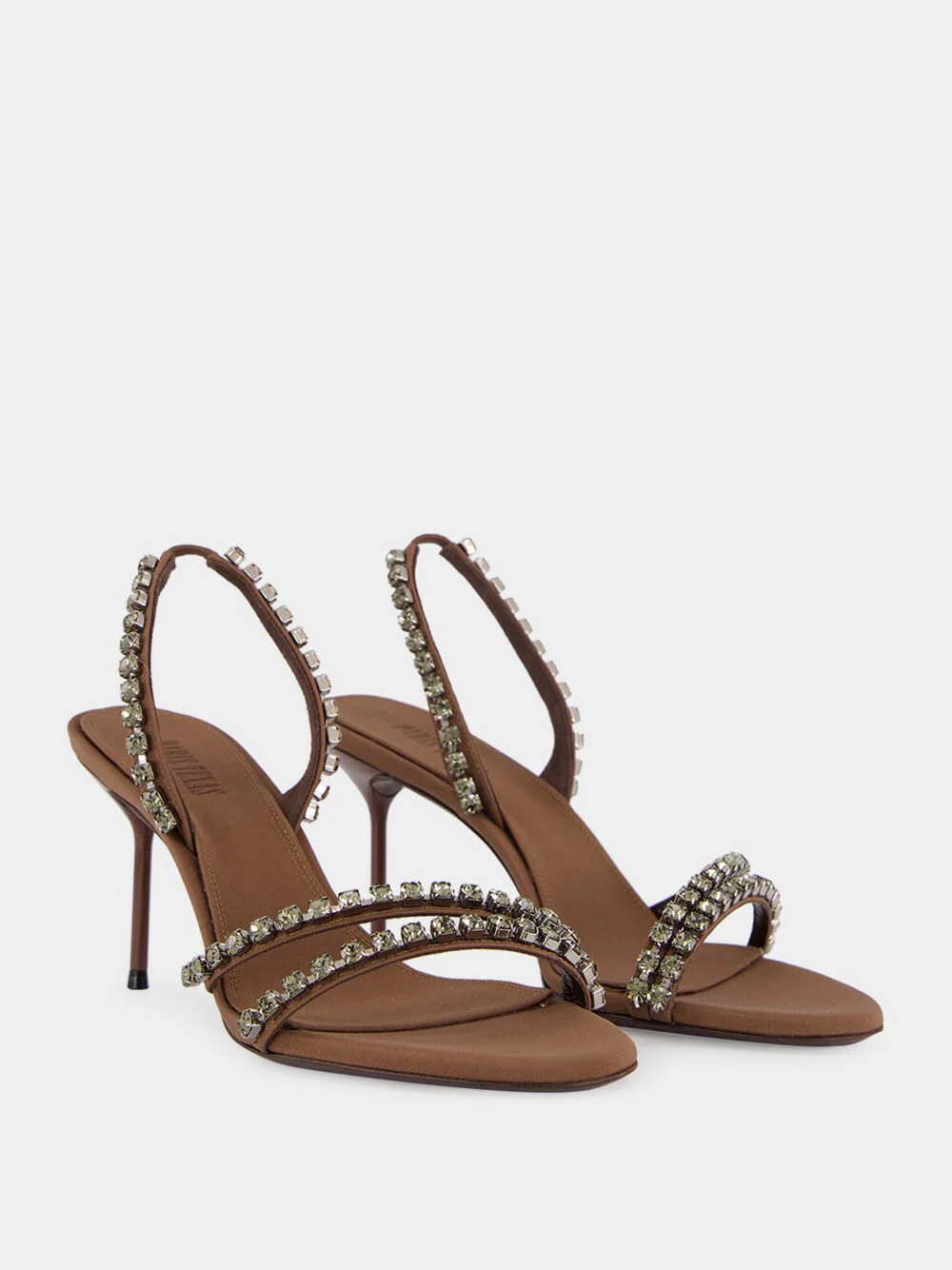 Ebony Satin Lidia 70 Sandals with Studs - Image 3