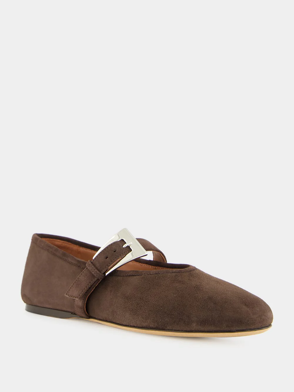 Ebony Suede Sveva Buckle Ballet Flat - Image 2