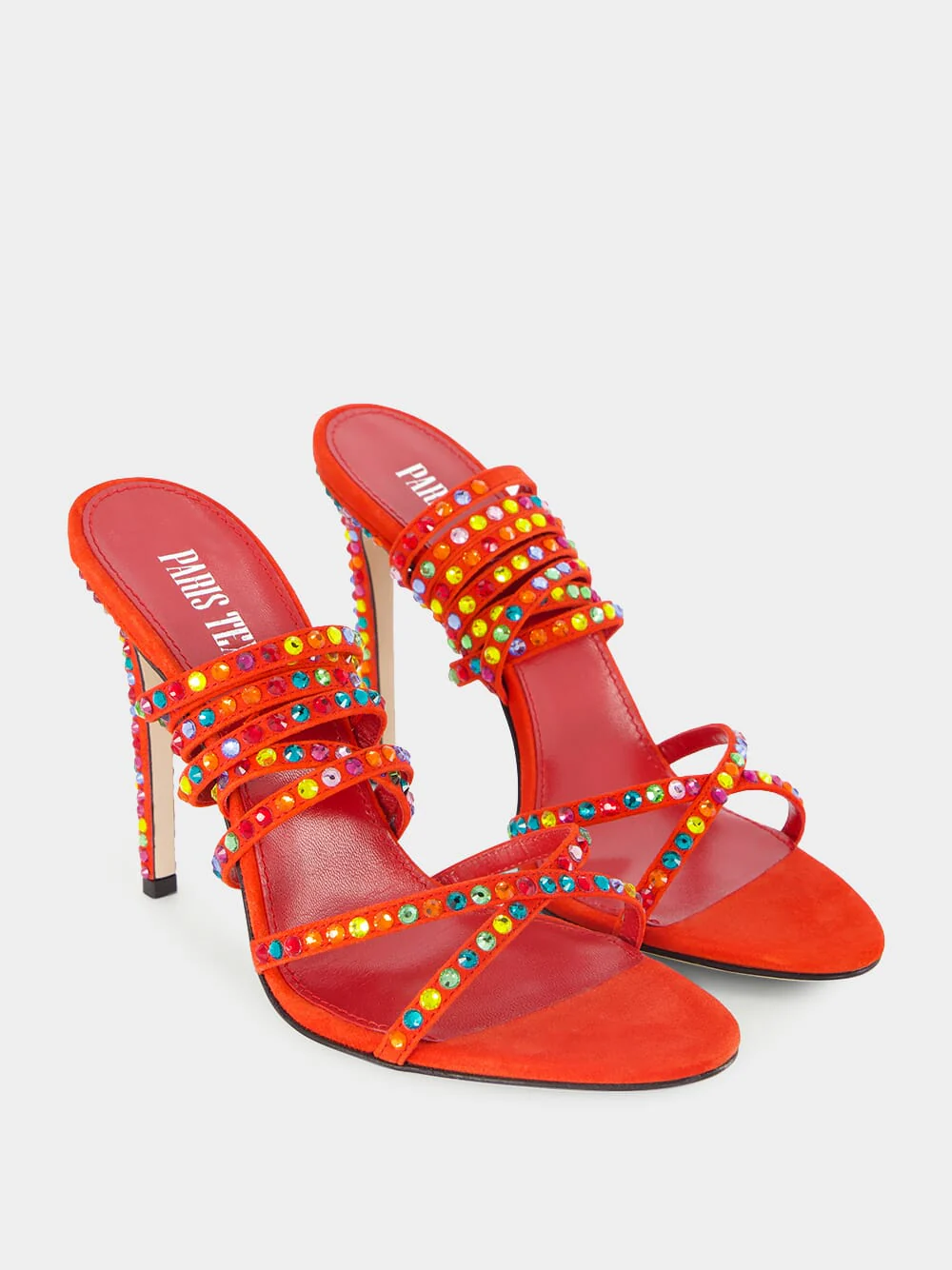 Holly Zoe Orange 105mm Leather Sandals - Image 3