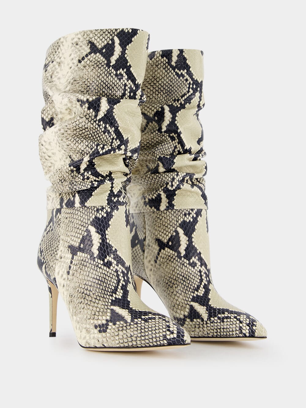 Python-Print Slouchy Leather Boots - Image 4