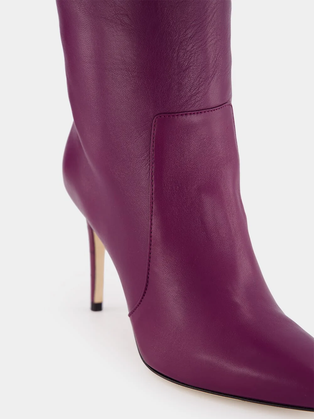 Burgundy Nappa Leather Stiletto Boots - Image 5