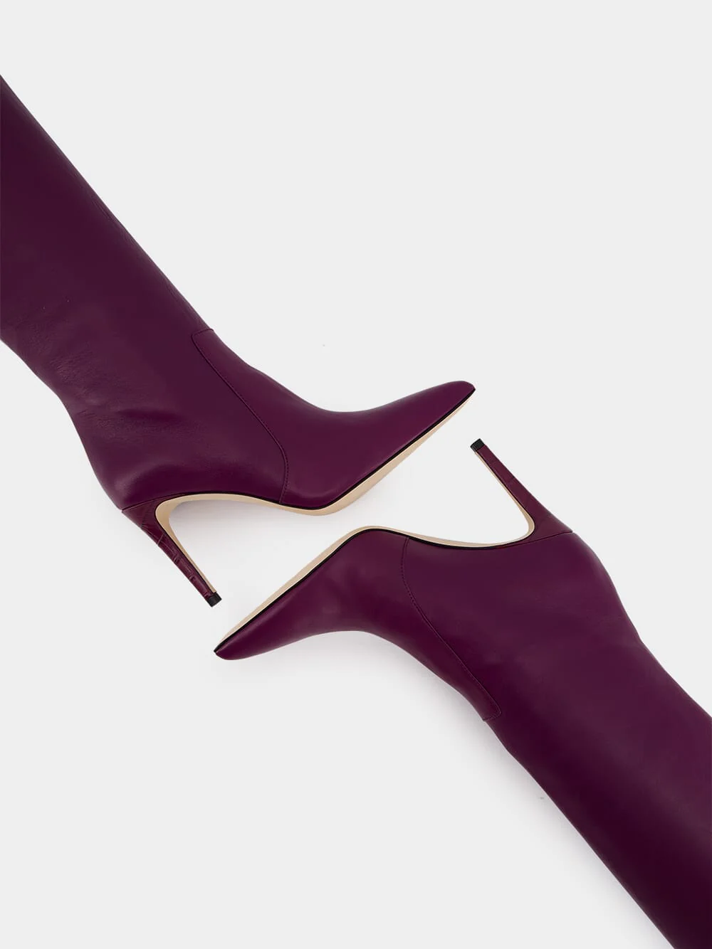 Burgundy Nappa Leather Stiletto Boots - Image 7