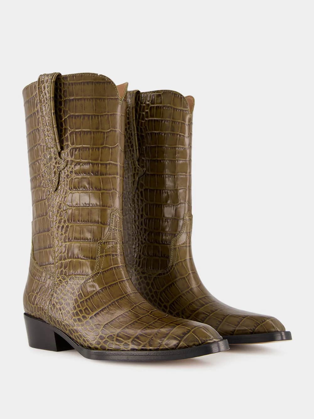 Hilda Croco Leather Boots - Image 3