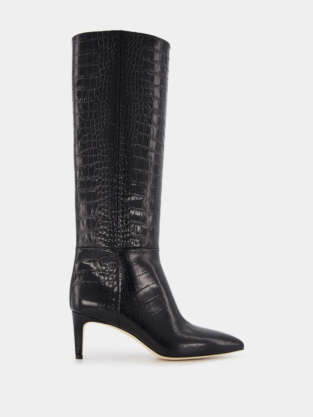 Stiletto 60mm croc-effect leather knee boots