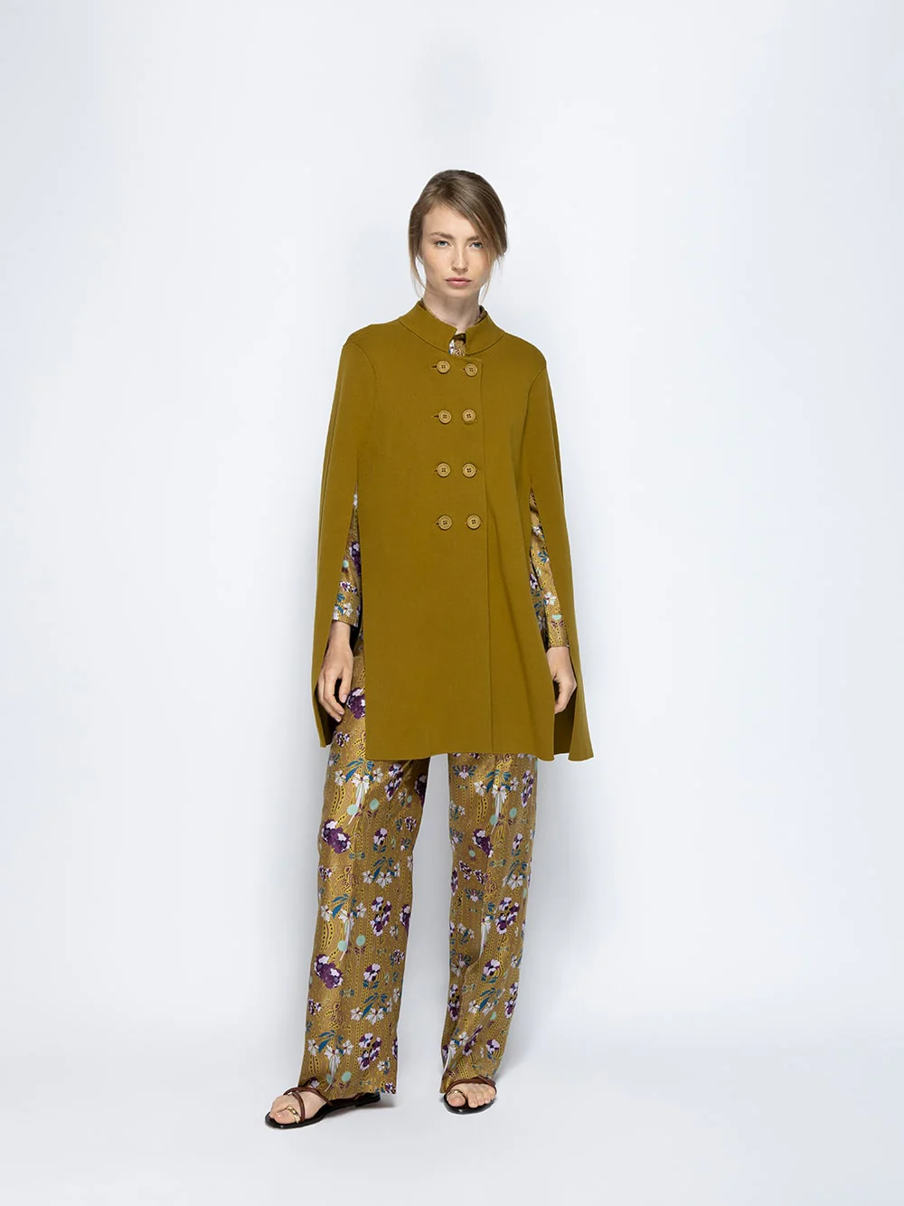 Alba Fir Green Jacquard Knitted Cape