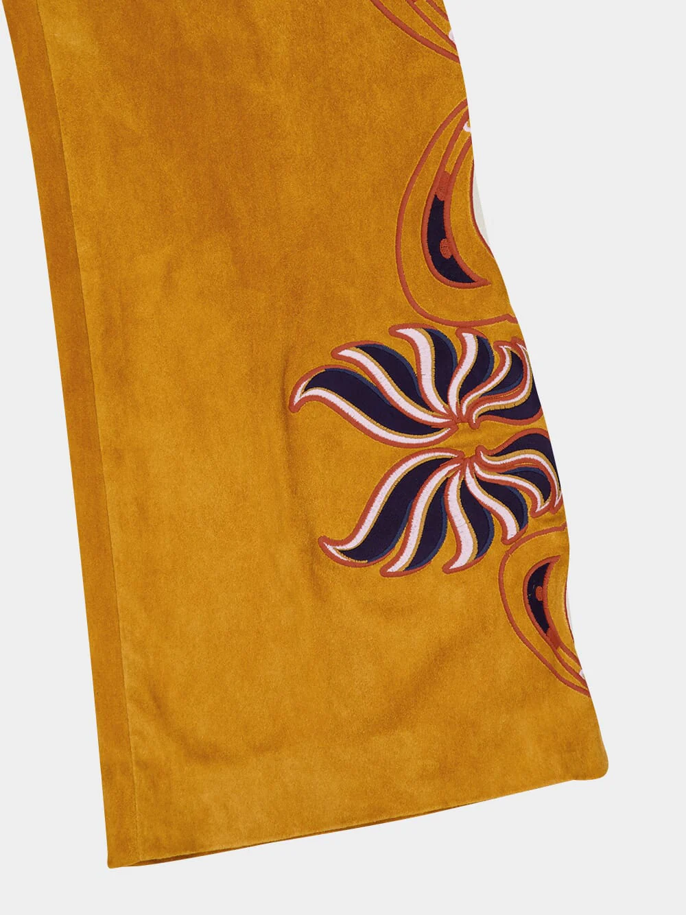 Alice Golden Brown Wide-Leg Suede Pants with Embroidery - Image 7