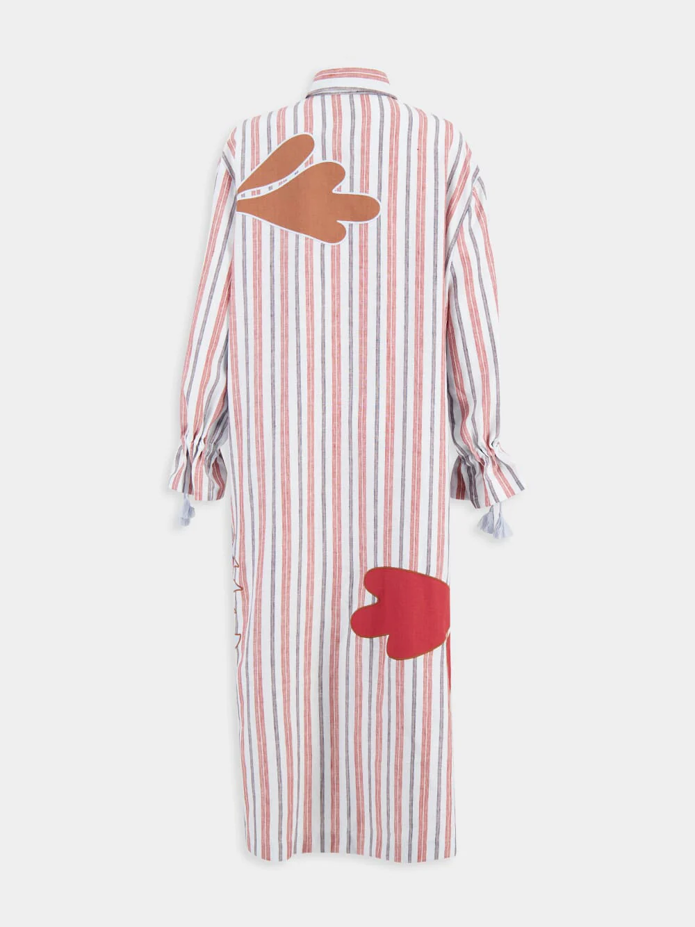 Almandine Stripes Linen Dress with Embroideries - Image 5