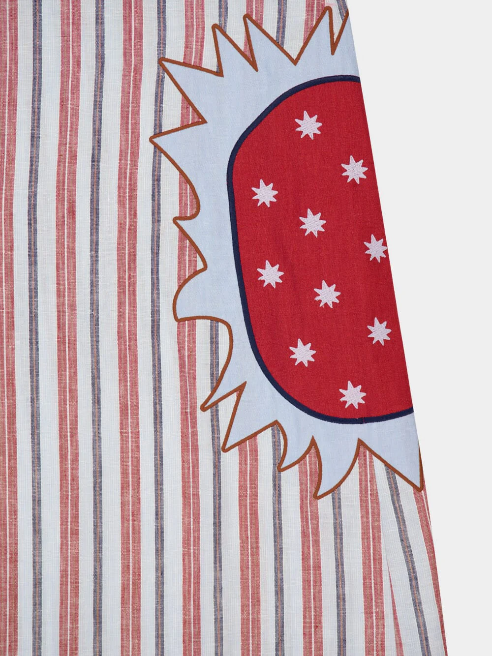 Almandine Stripes Linen Dress with Embroideries - Image 9