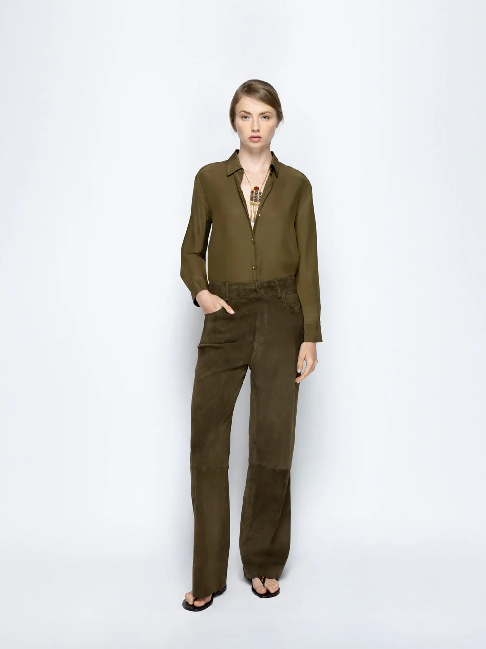 Ametista Fir Green Silk Shirt