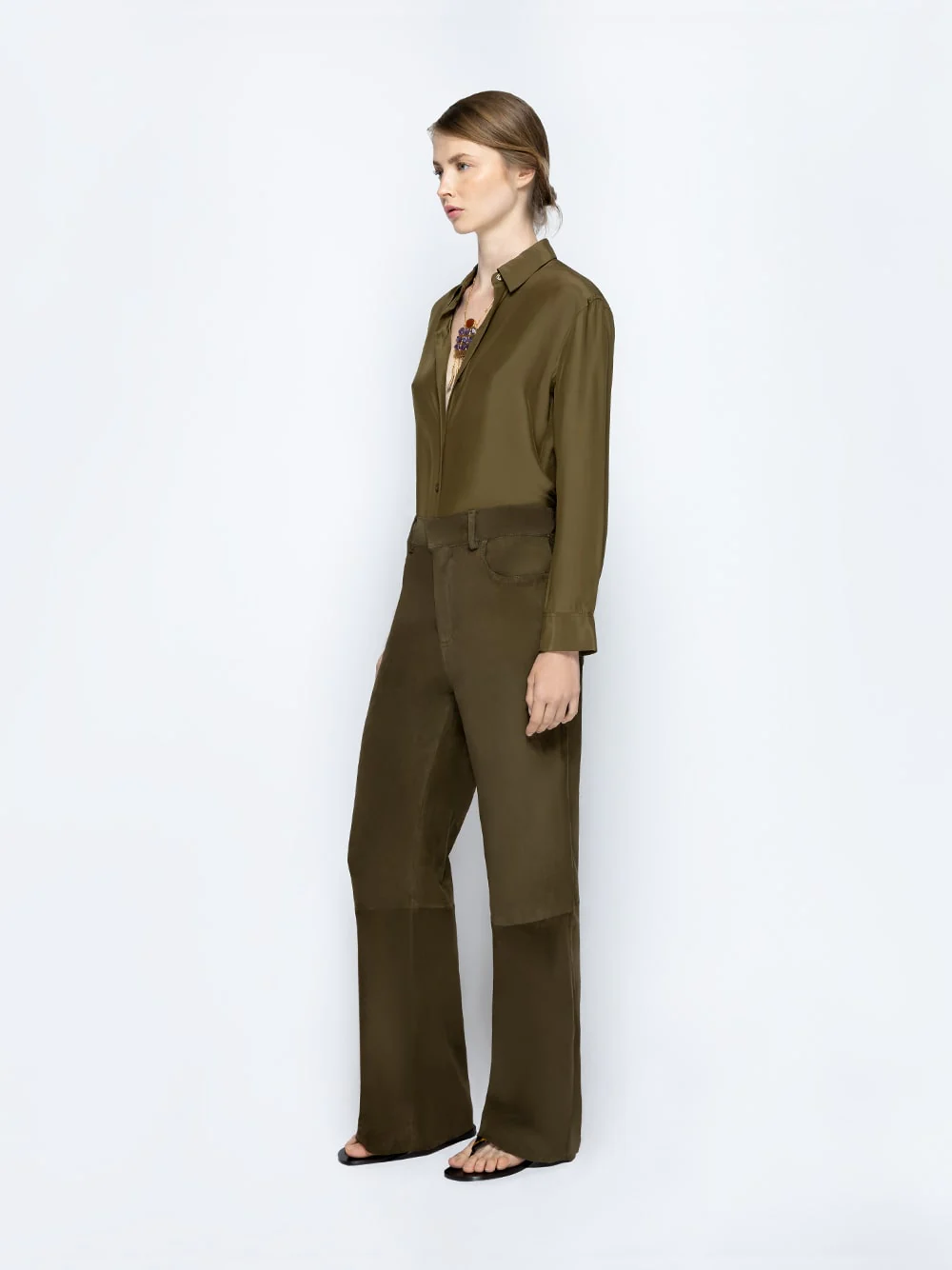Ametista Fir Green Silk Shirt - Image 3