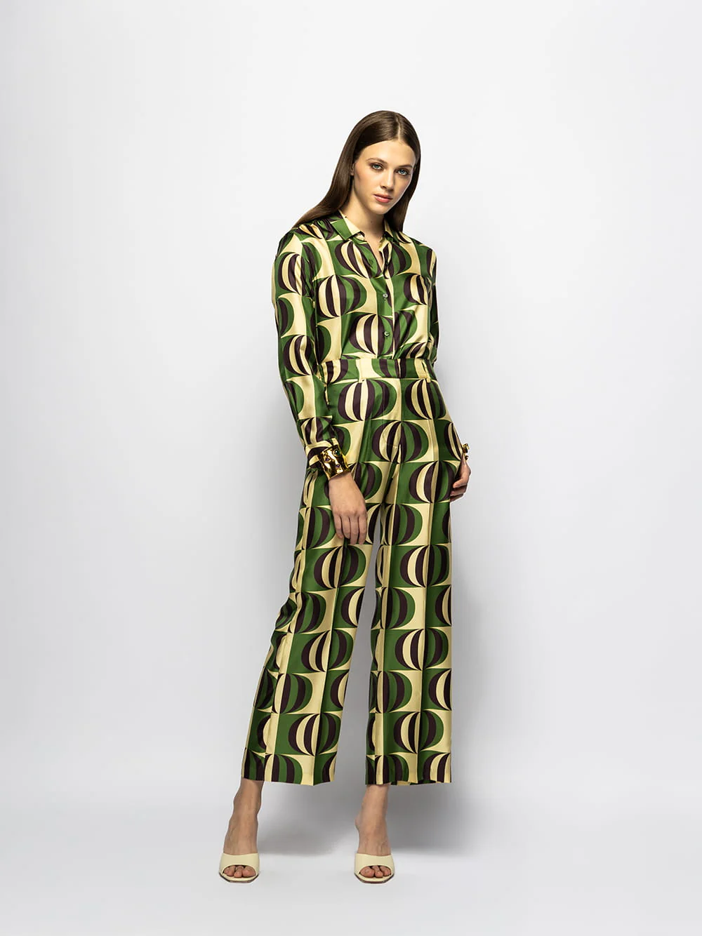 Ametista Modernchess Printed Silk Twill Shirt