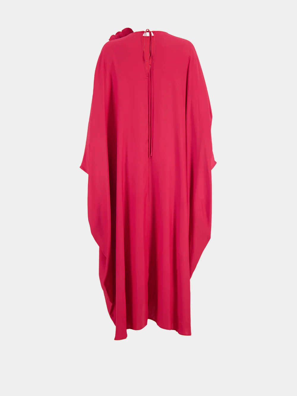 Auriga Red Dahlia Silk Kaftan Dress with Detachable Flower - Image 3