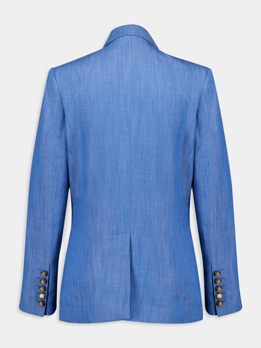 Ava Denim Double-Breasted Blazer with Silk Lapel - Image 3