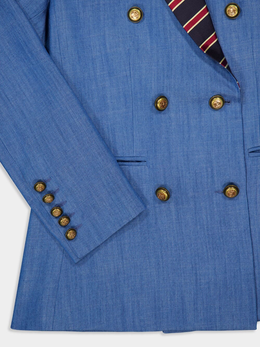 Ava Denim Double-Breasted Blazer with Silk Lapel - Image 6