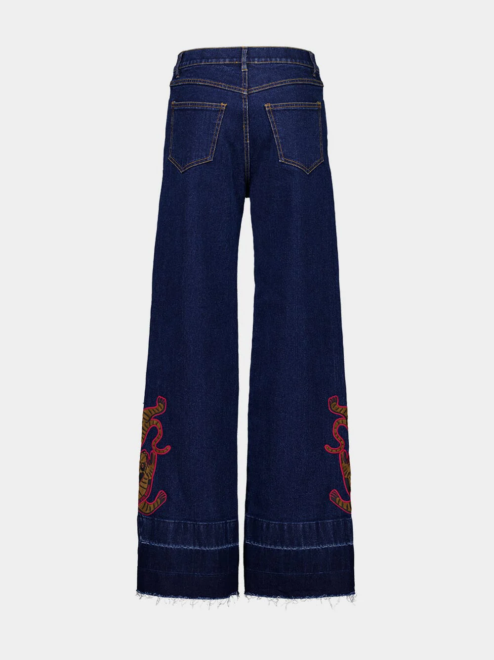 Avila Blue Embroidered Wide-Leg Denim Pants - Image 4
