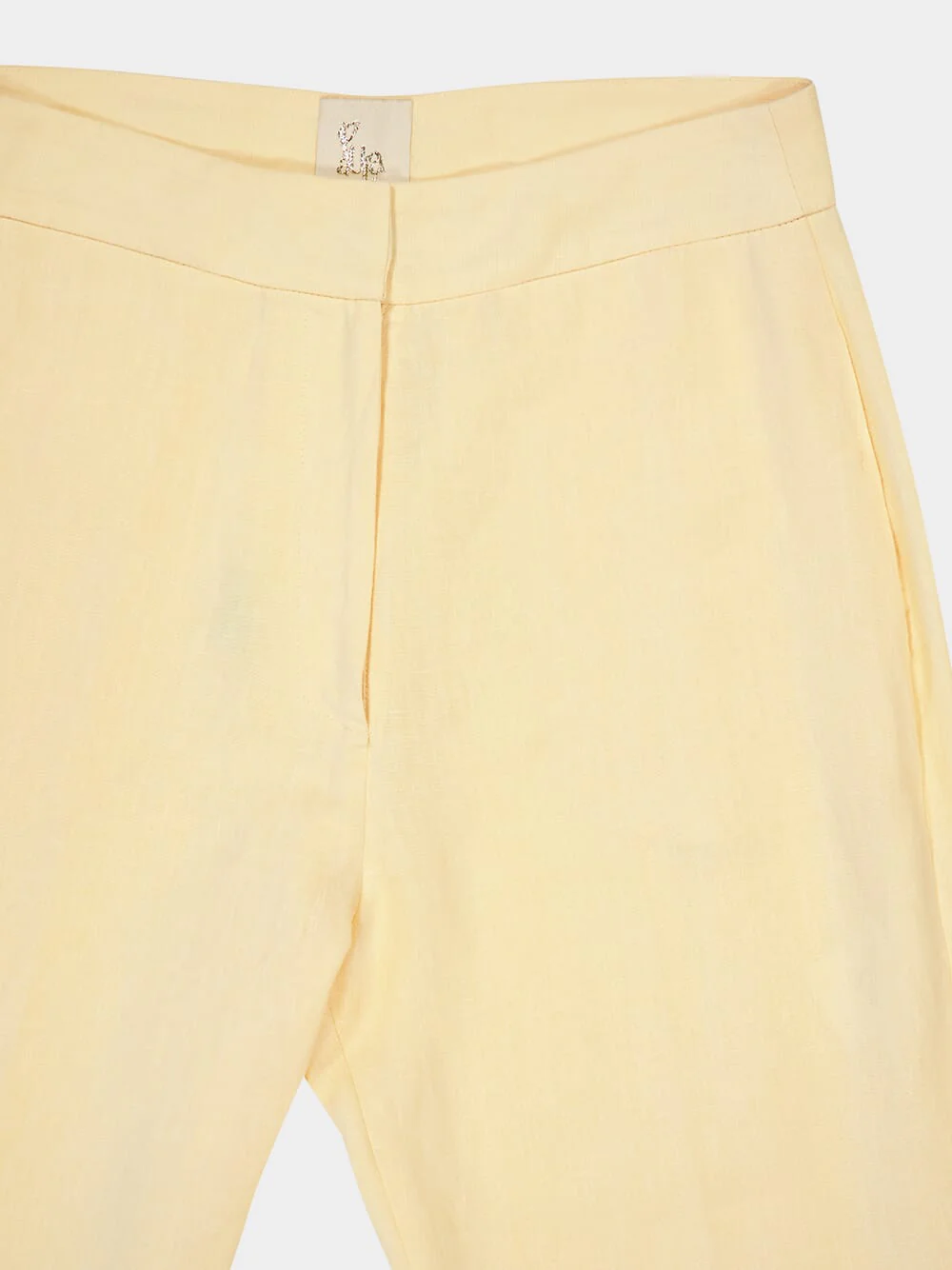 Azalea Vanilla Custard Linen Flared Pants with Embroidered Patches - Image 6