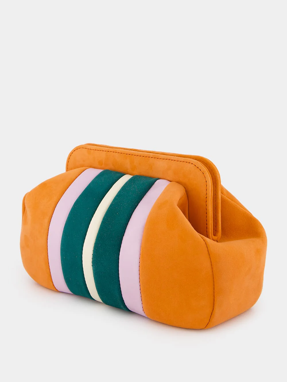 Medine Orange Leather And Suede Clutch - Image 5
