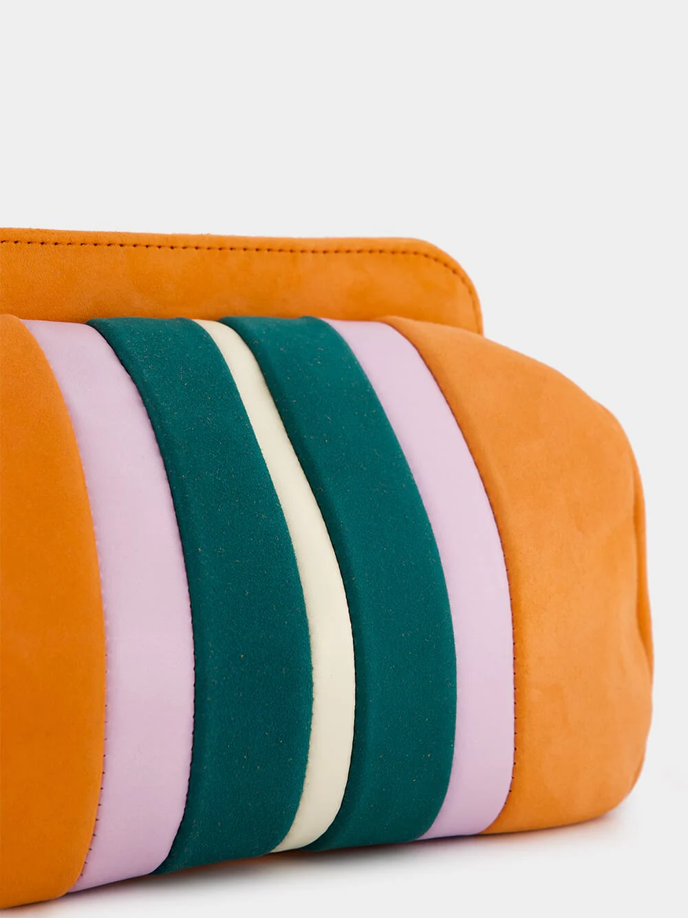 Medine Orange Leather And Suede Clutch - Image 7