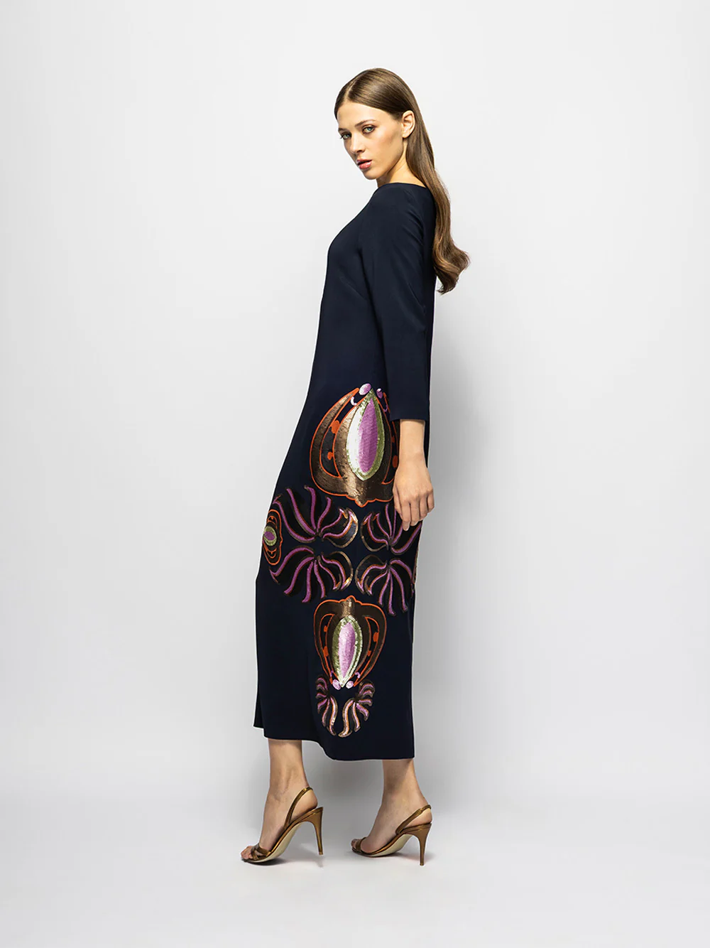 Bellona Peacoat Sequin Embroidered Long Dress - Image 6