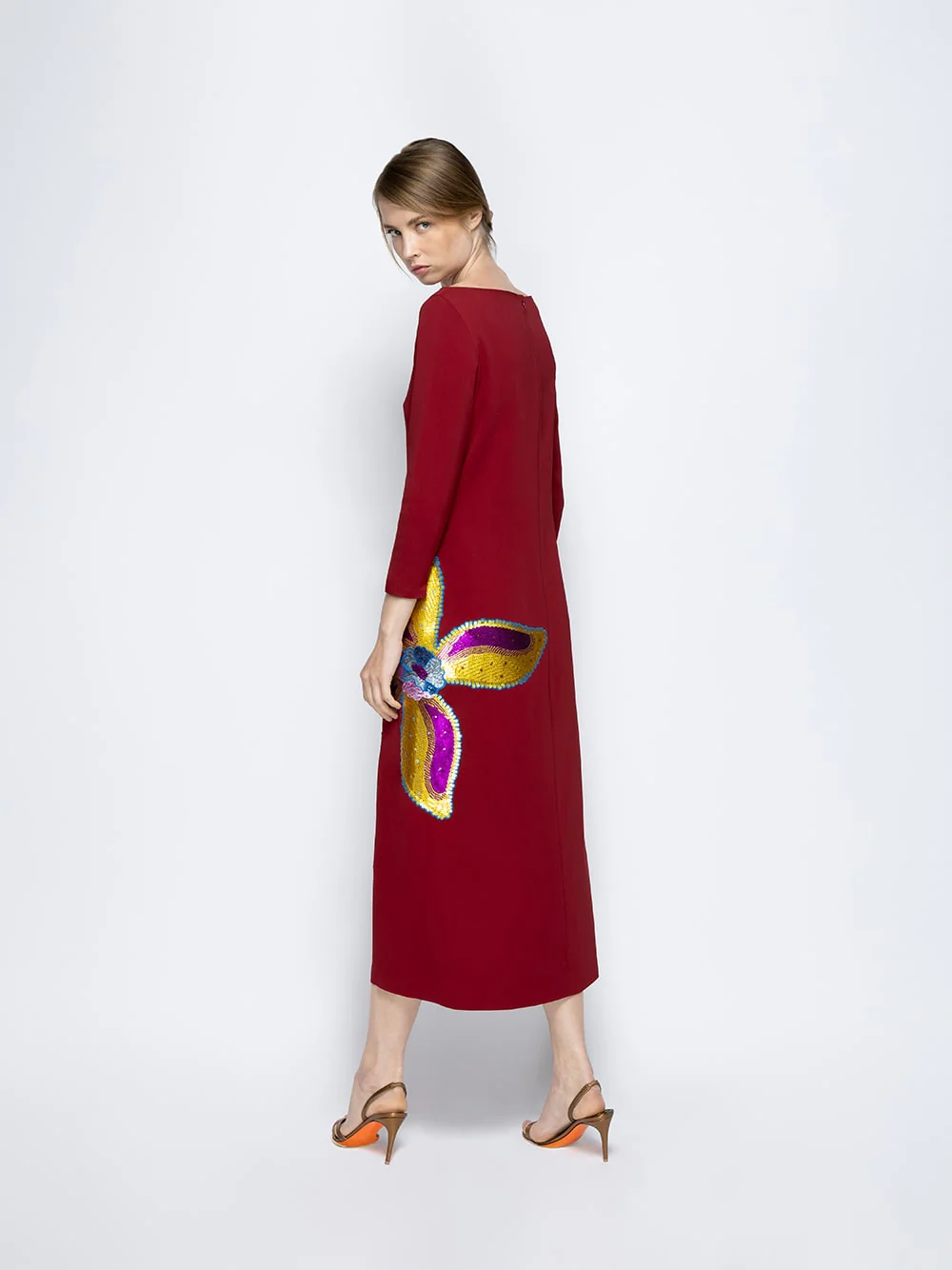 Bellona Red Dahlia Sequin Long Dress - Image 5