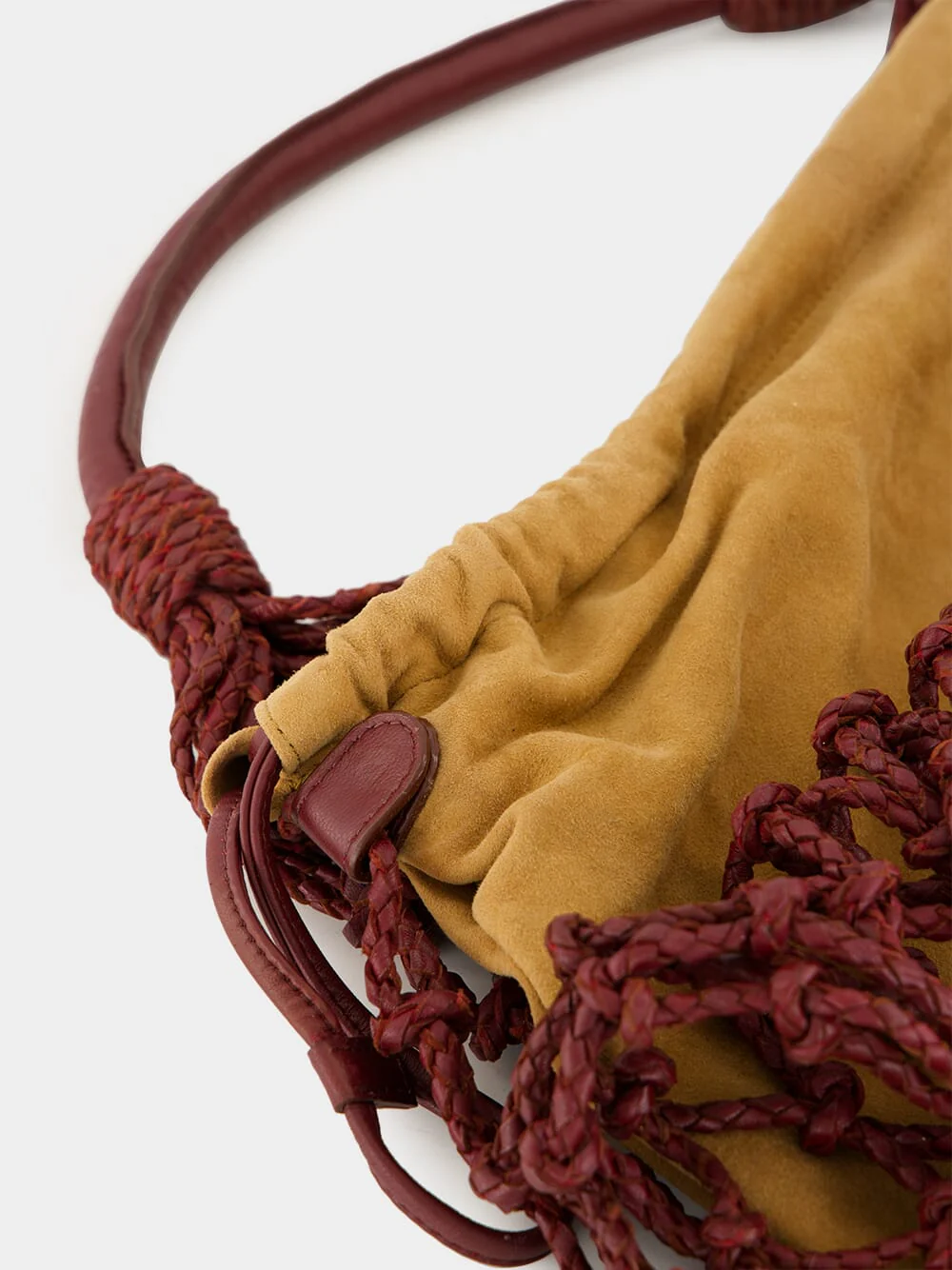 Big Marble Coffee Bean Leather Macramé Maxi Purse - Image 7