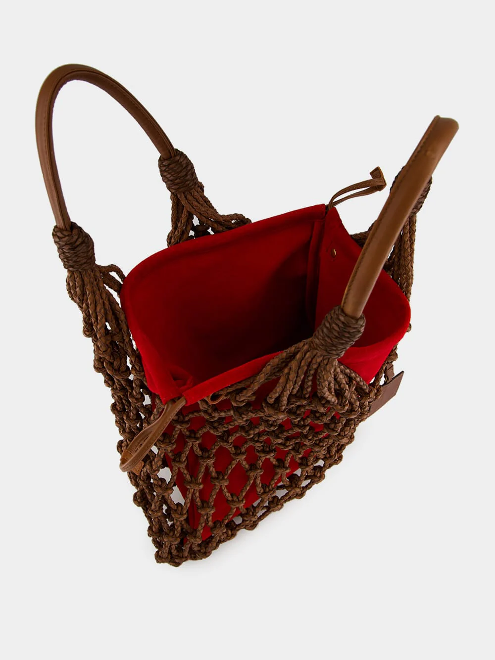 Big Marble Red Dahlia Leather Macramé Maxi Purse - Image 5